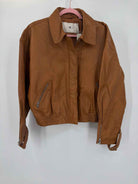Pre-Owned 7 For All Mankind Tan Size Large Leather Zip Up Jacket | True Fashionistas.