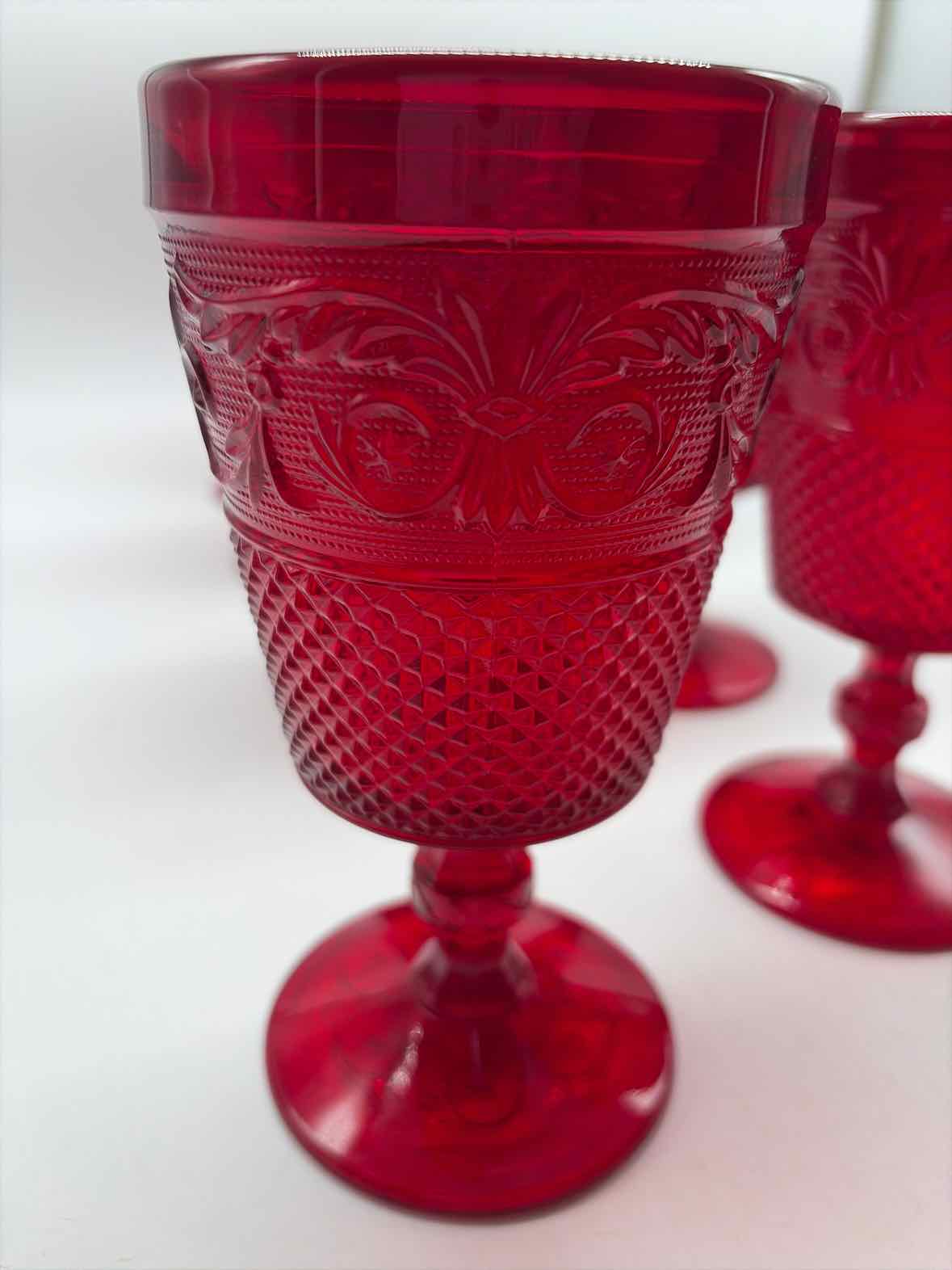 Set Of 8 Vintage Ruby Red Diamond Goblets | True Fashionistas.