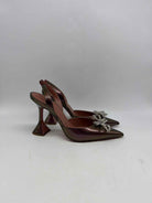 Pre-Owned Amina Muaddi Green Size 37.5 Slingback Heels | True Fashionistas.
