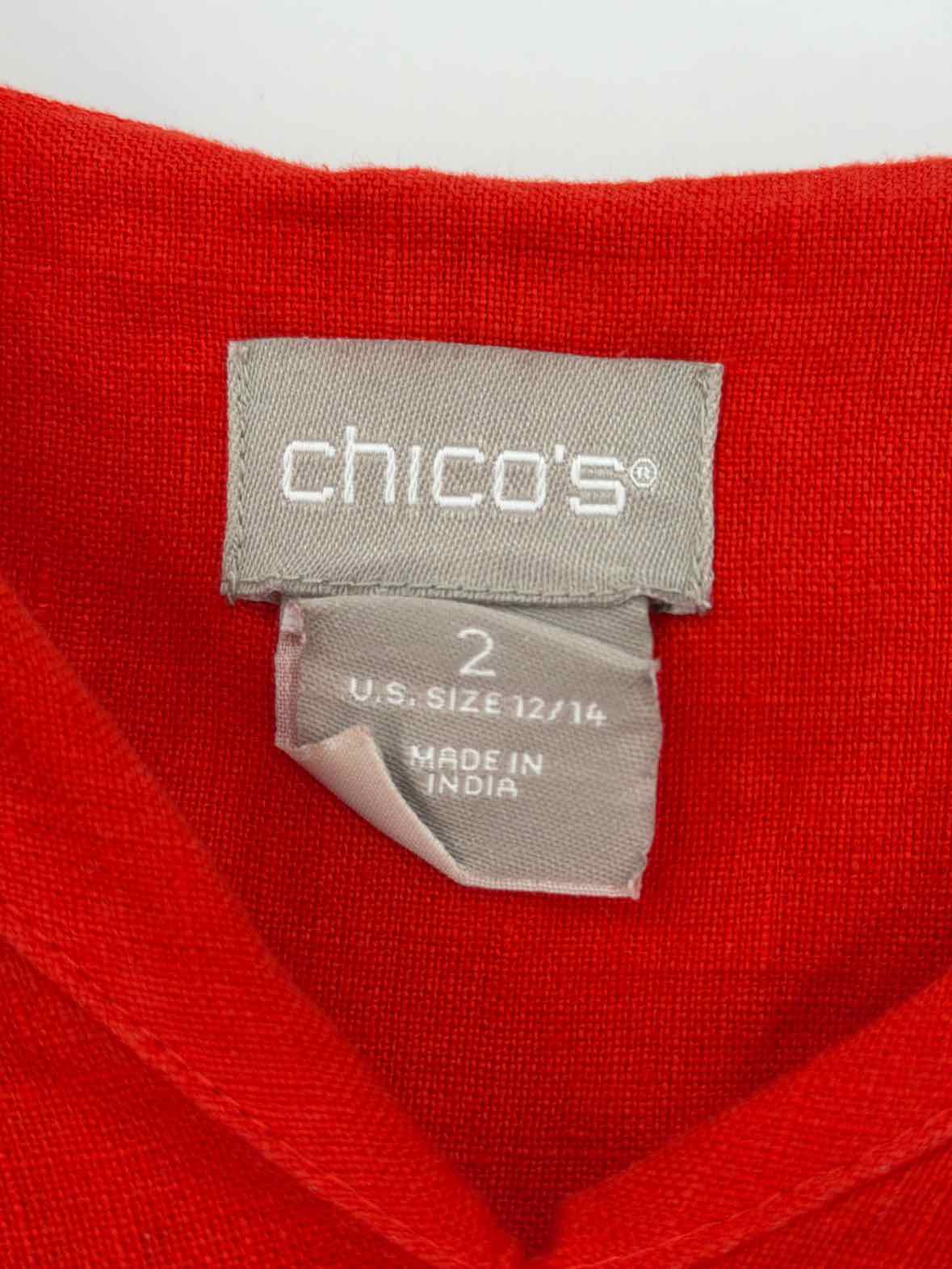 Pre-Owned Chico's Red Size 12 Short Short Sleeve Dress | True Fashionistas.