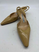 Pre-Owned Manolo Blahnik Tan Size 7.5 Slingback Heels | True Fashionistas.