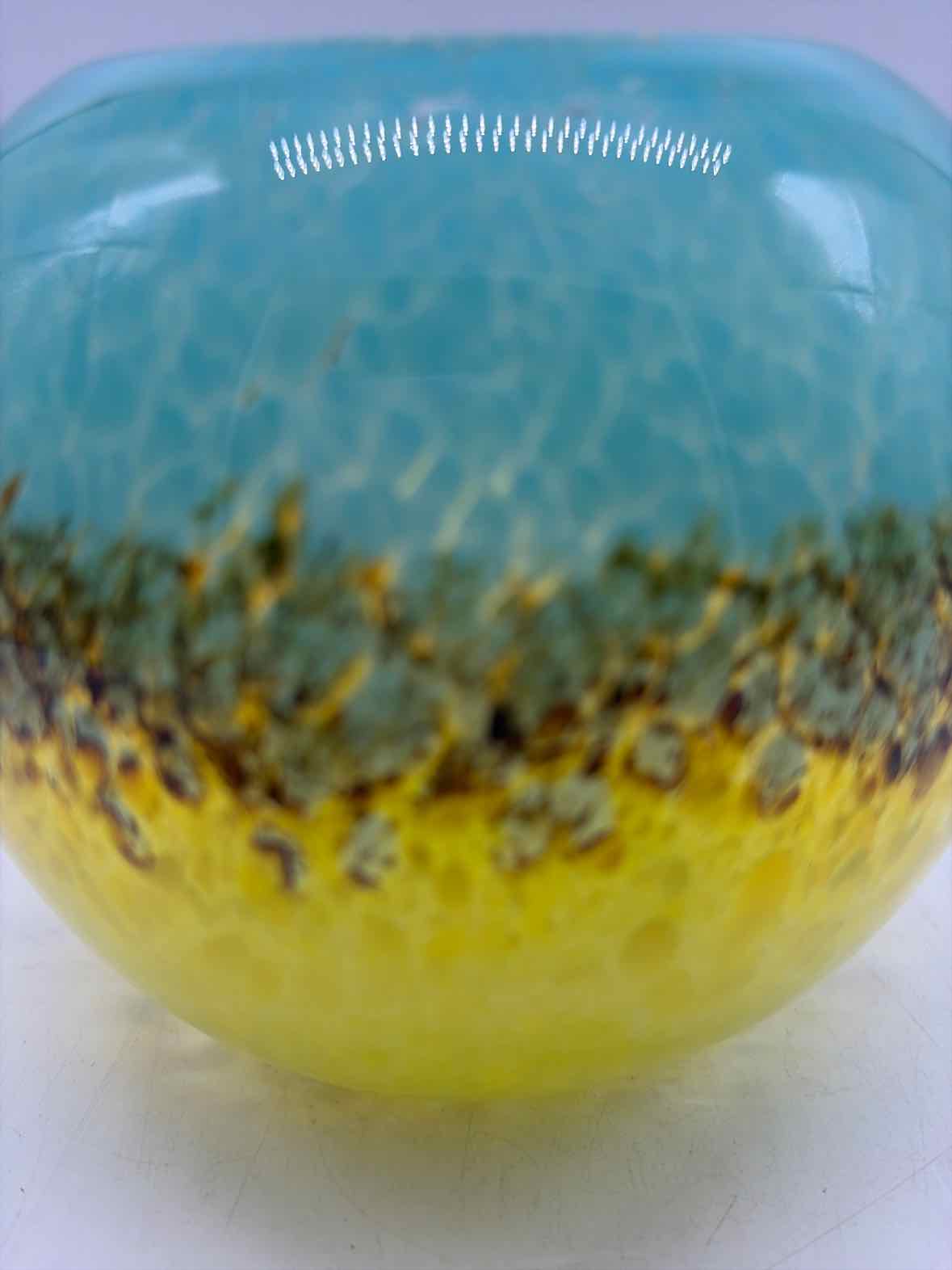 Blue Yellow & Brown Glass Vase | True Fashionistas.