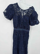 Pre-Owned Self Portrait Navy Size 2 Lace Cocktail Midi Evening Gown | True Fashionistas.