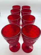 Set Of 8 Vintage Ruby Red Diamond Goblets | True Fashionistas.