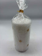 White Wax Candle W/Gold Stars | True Fashionistas.