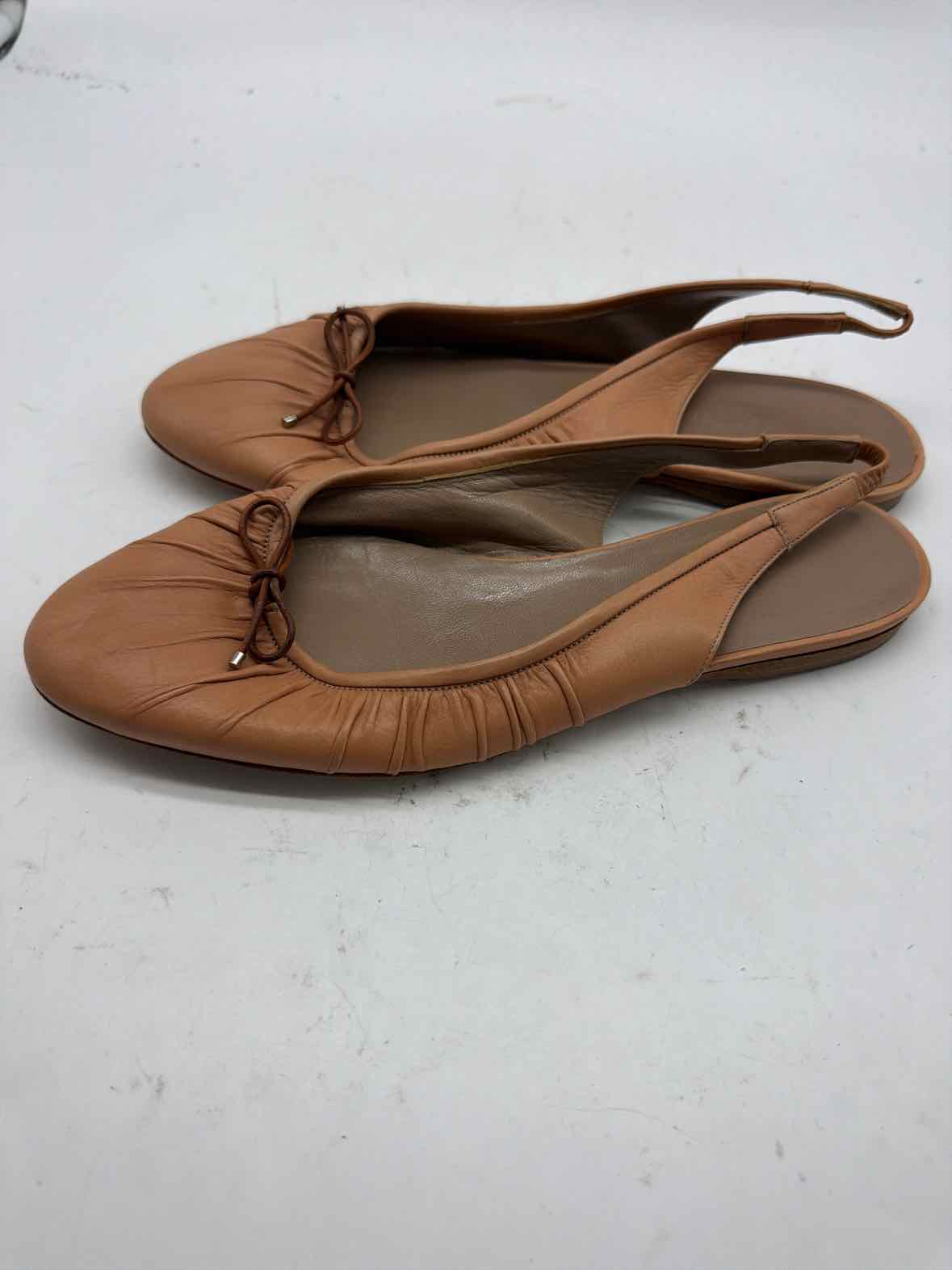 Pre-Owned Hermes Tan Size 9 Vintage Ribbon Ballerina Slingback Flats | True Fashionistas.