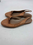 Pre-Owned Hermes Tan Size 9 Vintage Ribbon Ballerina Slingback Flats | True Fashionistas.