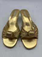 Pre-Owned Larroude Gold Size 7.5 Mule Heels | True Fashionistas.