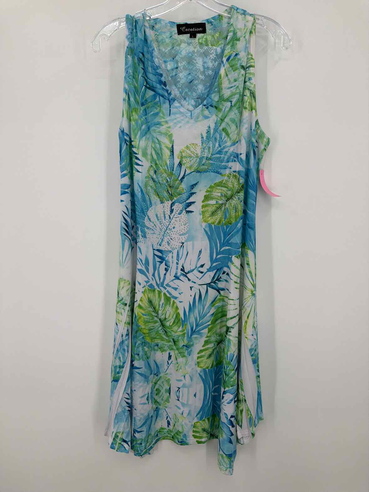 Pre-Owned Creation Blue Size Large Short Sleeveless Dress | True Fashionistas.