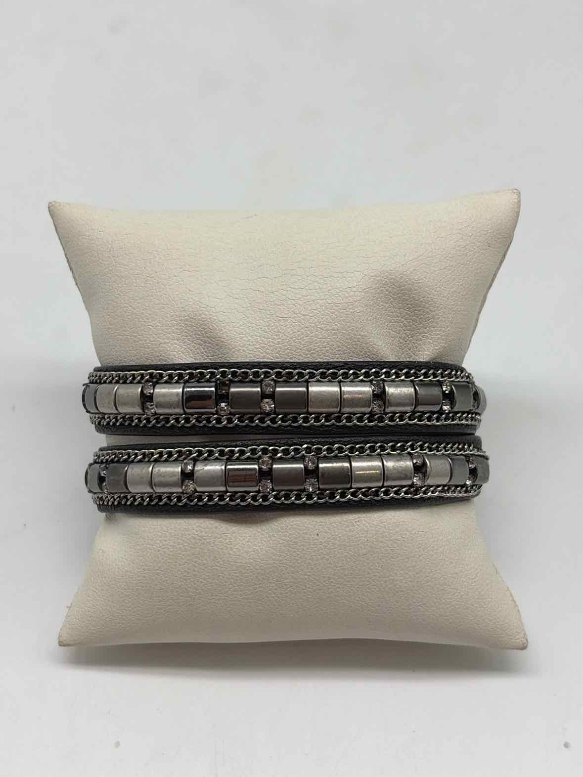 Stella & Dot Black and Silver Studded Wrap Bracelet | True Fashionistas.