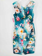 Pre-Owned Maggy London Blue Size 14 Floral Short Sleeveless Dress | True Fashionistas.