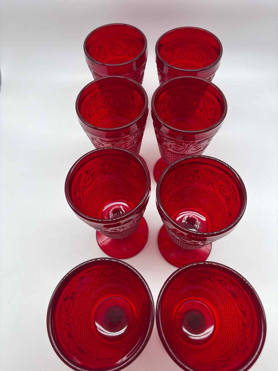 Set Of 8 Vintage Ruby Red Diamond Goblets | True Fashionistas.