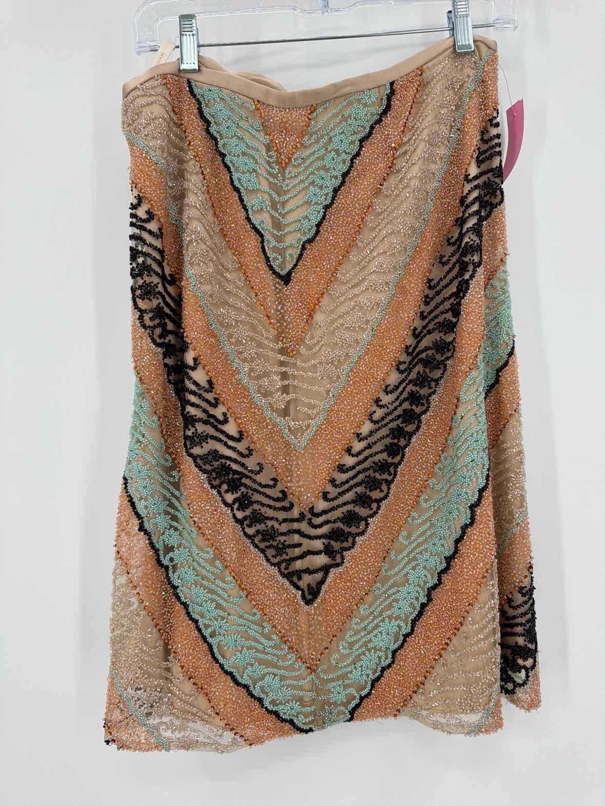 Pre-Owned Naeem Khah Tan Size 10 Beaded Pencil Skirt | True Fashionistas.