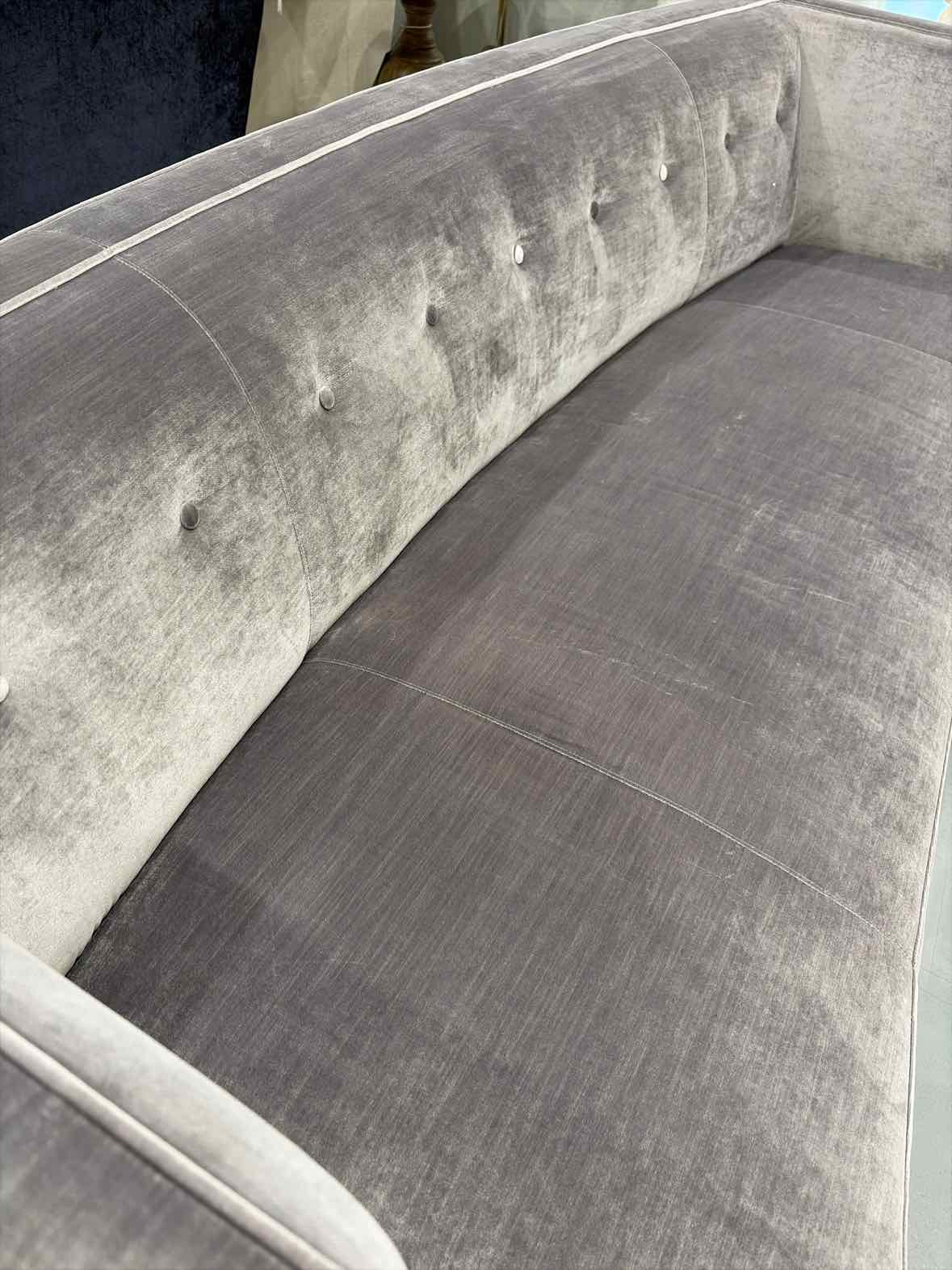 Gray Velvet Buttoned Back Living Room Sofa | True Fashionistas.