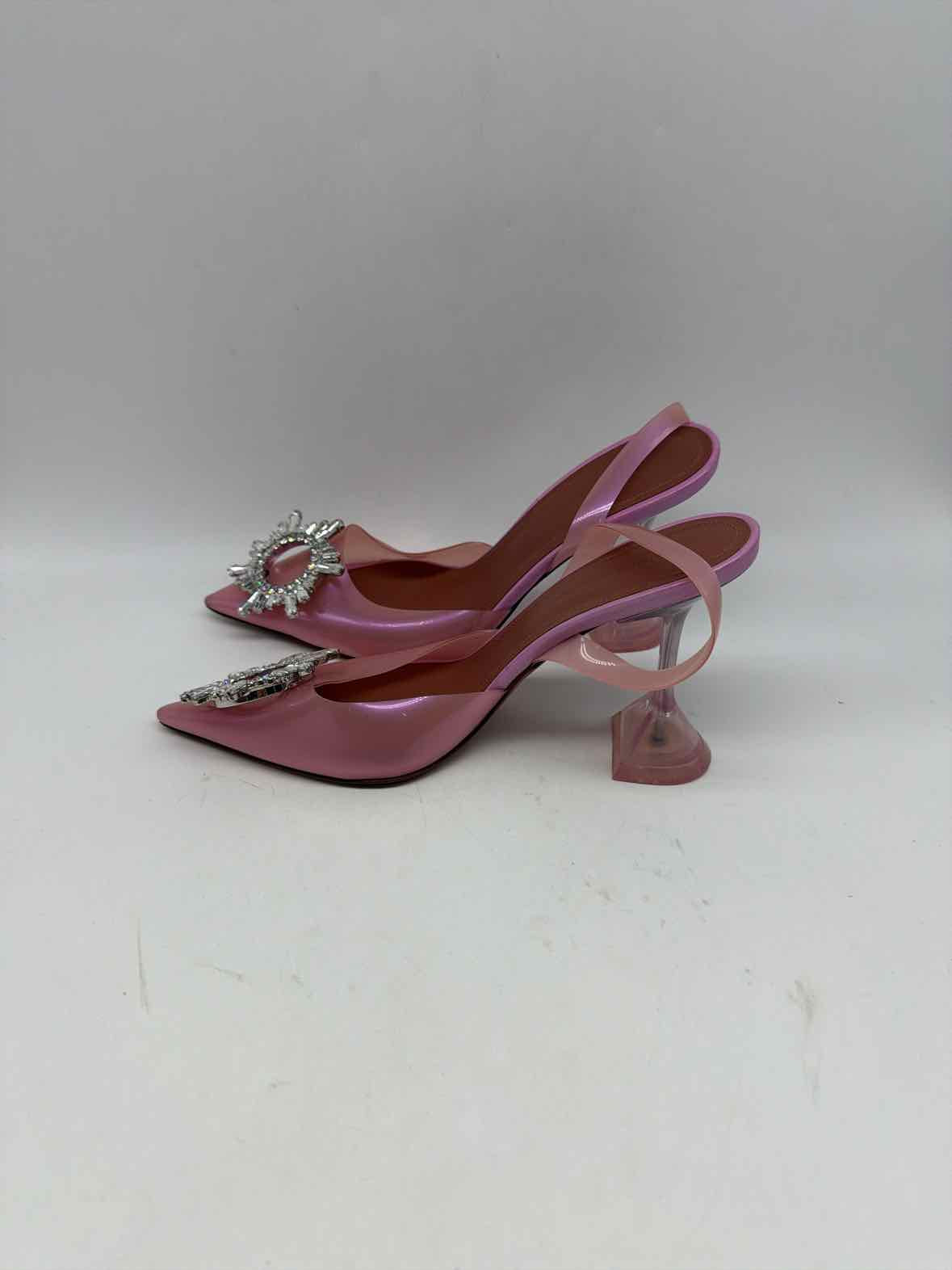 Pre-Owned Amina Muaddi Pink Size 37 Slingback Heels | True Fashionistas.