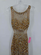 Pre-Owned Jovani Gold Size 4 Gown Long Evening Gown | True Fashionistas.