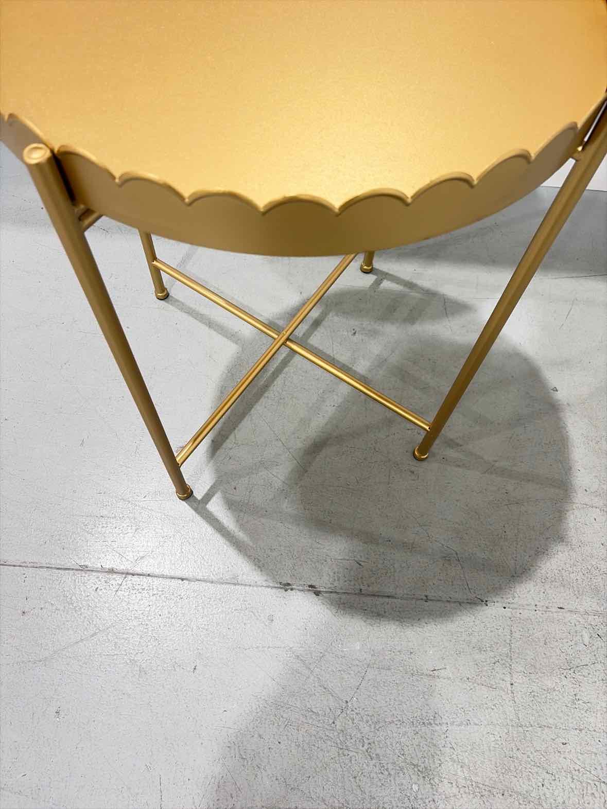 Gold Metal Scalloped End Table | True Fashionistas.