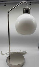 Silver Stainless Steel Accent Lamp W/White Globe | True Fashionistas.