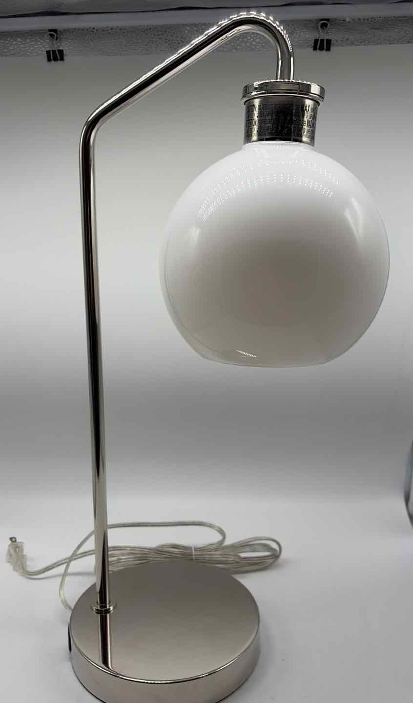 Silver Stainless Steel Accent Lamp W/White Globe | True Fashionistas.