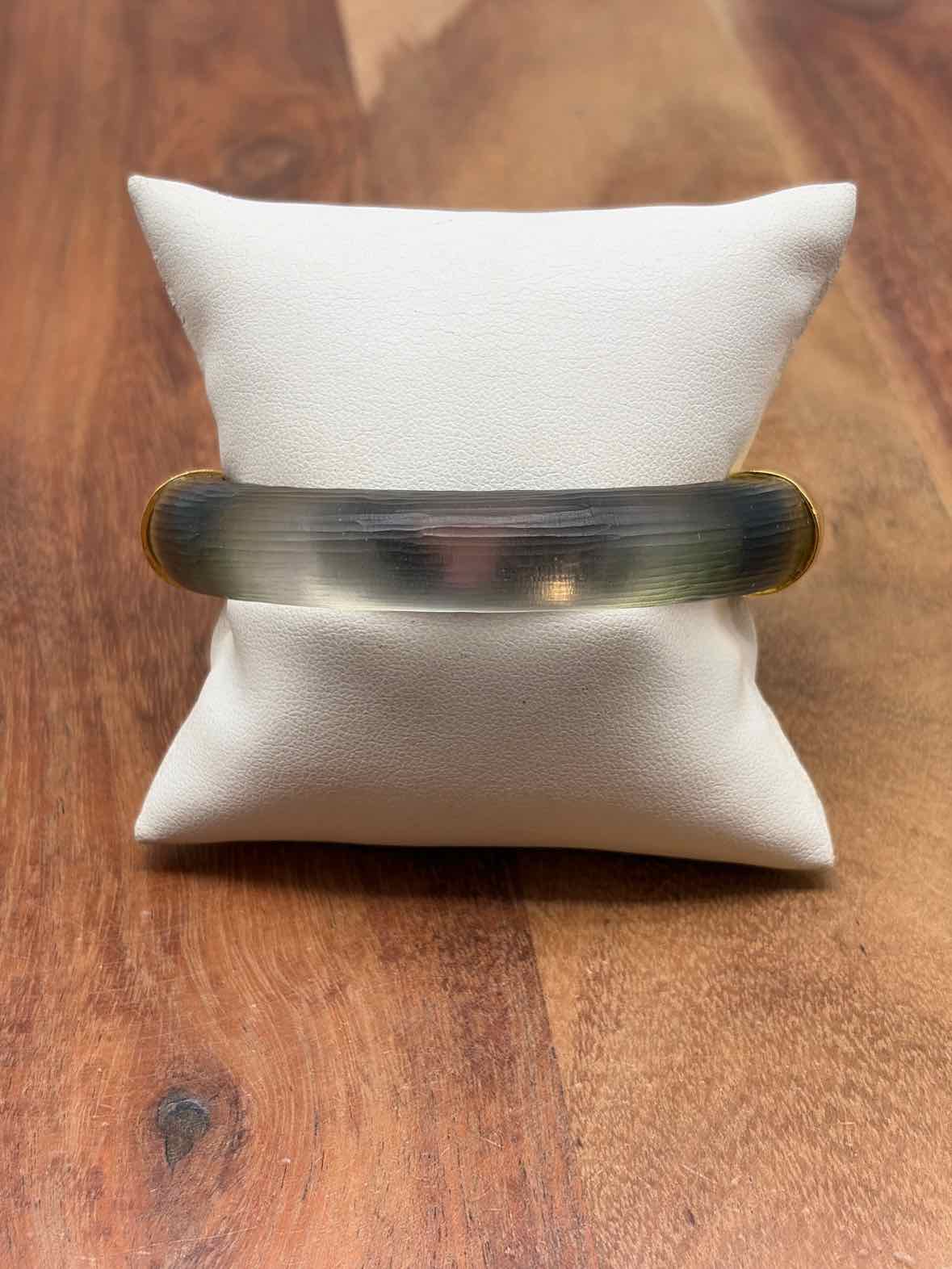 Alexis Bittar Gold and Gray Lucite Bangle Bracelet | True Fashionistas.