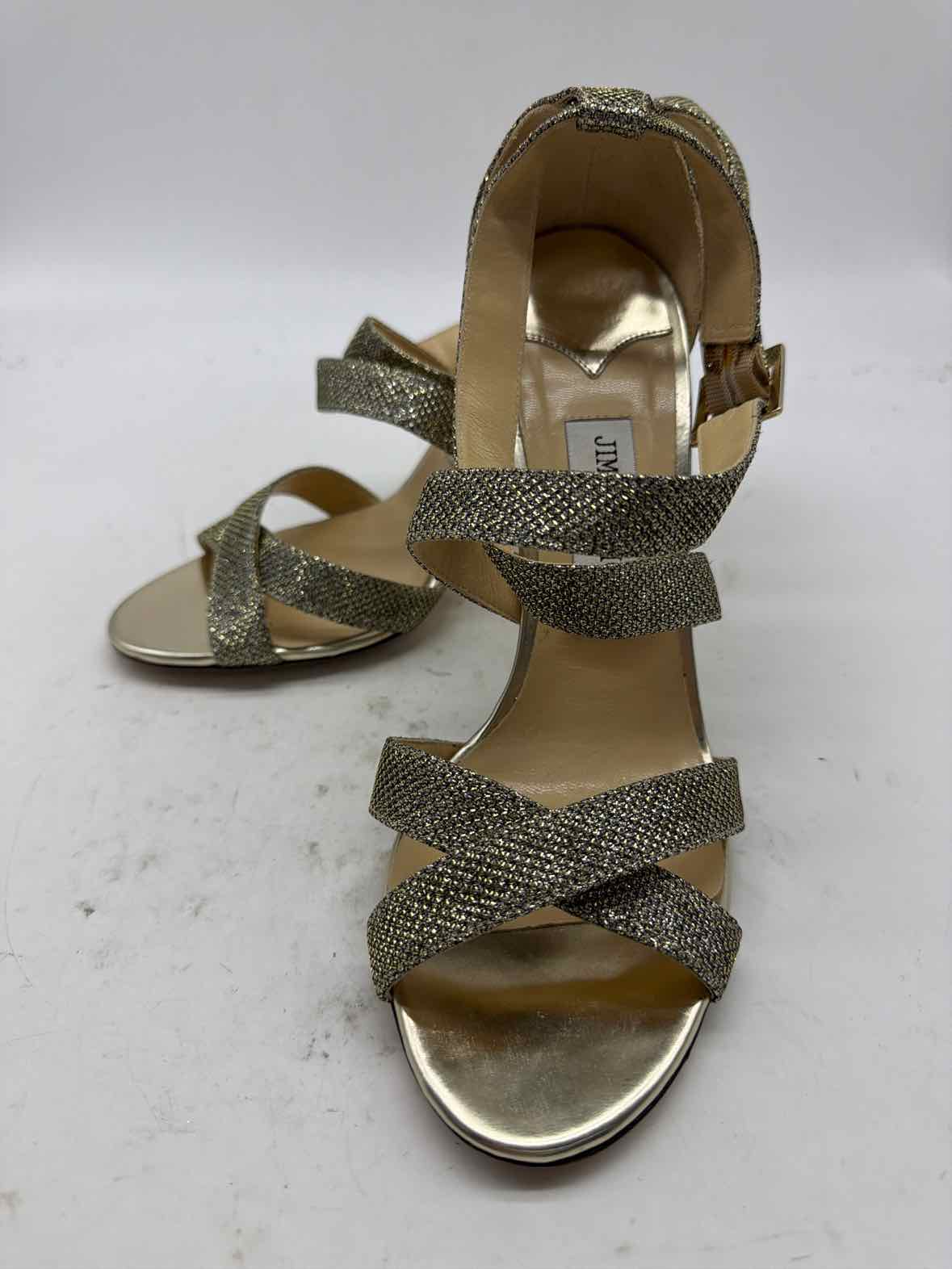 Pre-Owned Jimmy Choo Gold Size 11 Strappy Heels | True Fashionistas.