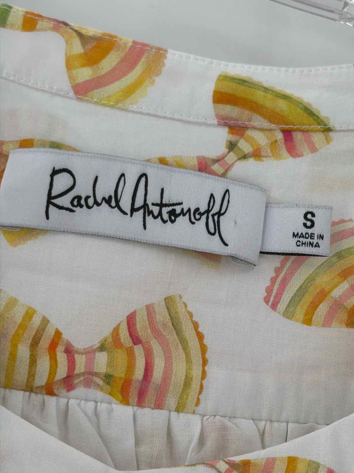 Rachel Antonoff White Size Small Bow Tie Pasta Print Short Long Sleeve Dress | True Fashionistas.