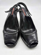 Pre-Owned Prada Black Size 6.5 Patent Leather Wedge Heels | True Fashionistas.