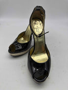 Pre-Owned Gucci Black Size 9.5 Patent Leather Peep Toe Heels | True Fashionistas.