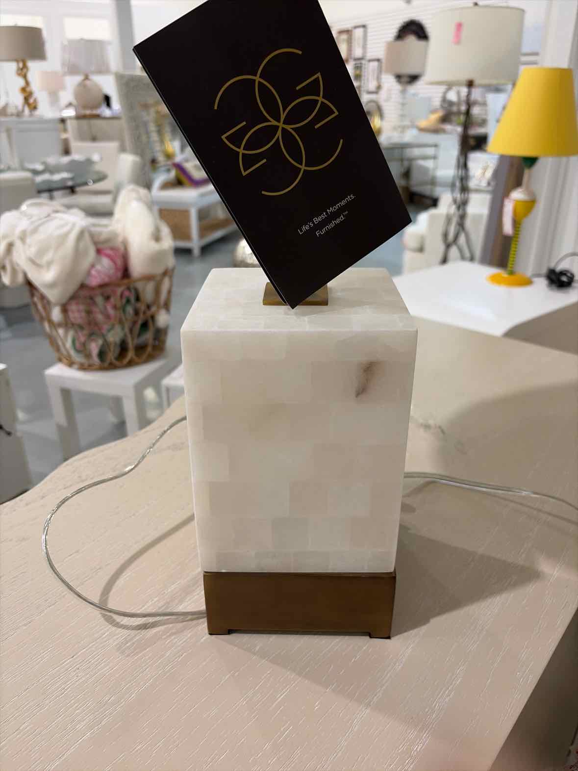 Geneva Console Lamp 37" Tall Gold with White Marble Base | True Fashionistas.