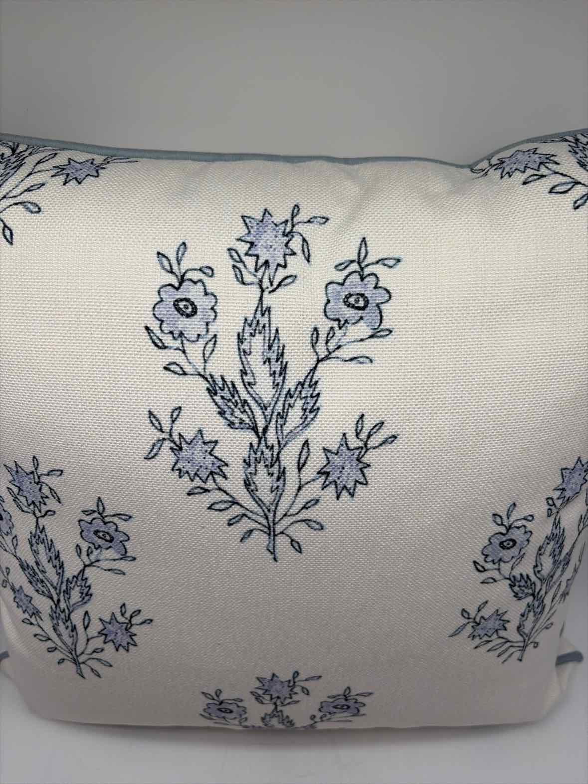 White & Blue Floral Pillow | True Fashionistas.