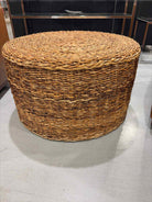 Brown Seagrass Living Room Ottoman | True Fashionistas.