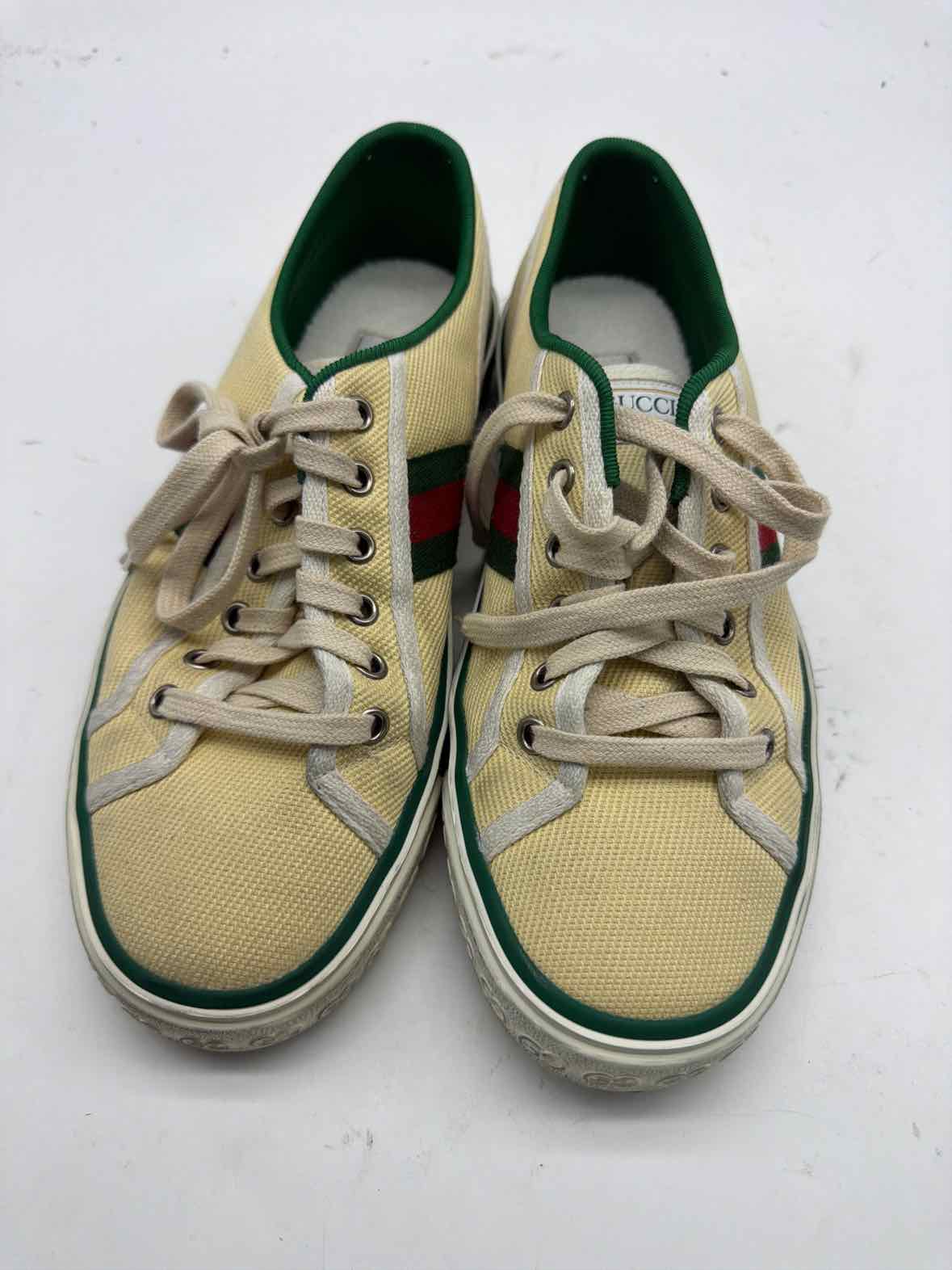 Pre-Owned Gucci Yellow Size 9.5 Canvas Fashion Sneaker Athletic Shoes | True Fashionistas.