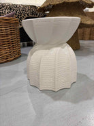 Made Goods White Textured Ceramic Stool | True Fashionistas.