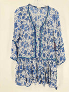 Pre-Owned Poupette St Barths Blue Size Small Short Long Sleeve Dress | True Fashionistas.