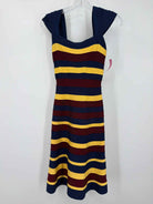 Pre-Owned Herve Leger Blue Size XXS Stripe Bodycon Short Sleeveless Dress | True Fashionistas.