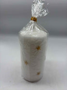 White Wax Candle W/Gold Stars | True Fashionistas.