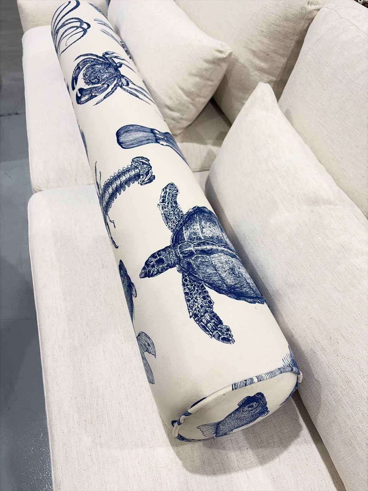 Blue & White Sea Life Bed Roll | True Fashionistas.