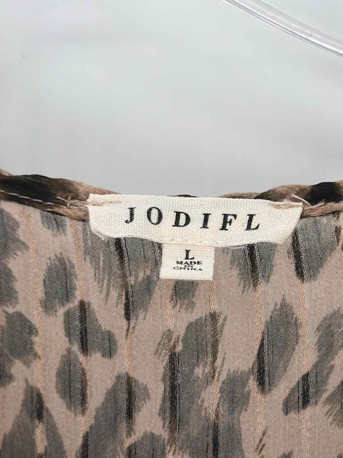 Pre-Owned Jodifl Brown Size Large Leopard Short Long Sleeve Dress | True Fashionistas.
