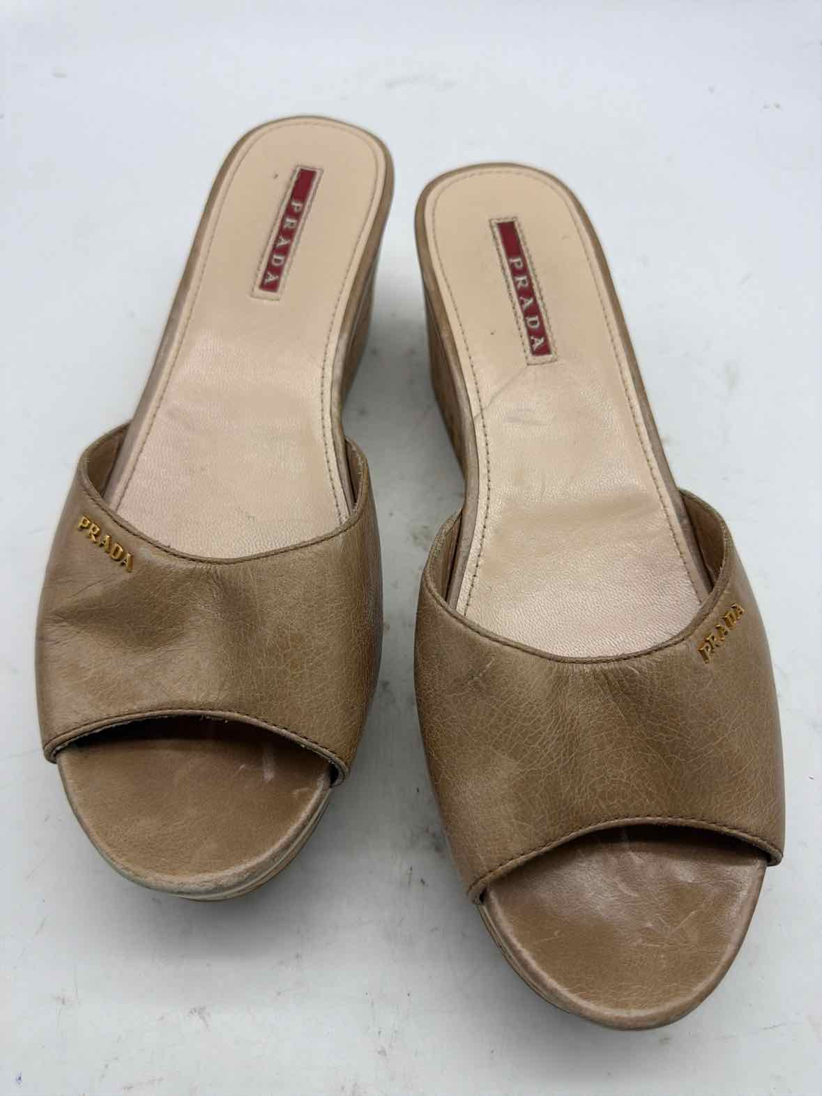Pre-Owned Prada Tan Mule Heels | True Fashionistas.