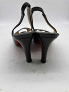Pre-Owned Christian Louboutin Black Size 7.5 Patent Leather Slingback Heels | True Fashionistas.