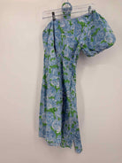 Show Me Your Mumu Blue Size Large Floral One Shoulder Short Short Sleeve Dress | True Fashionistas.