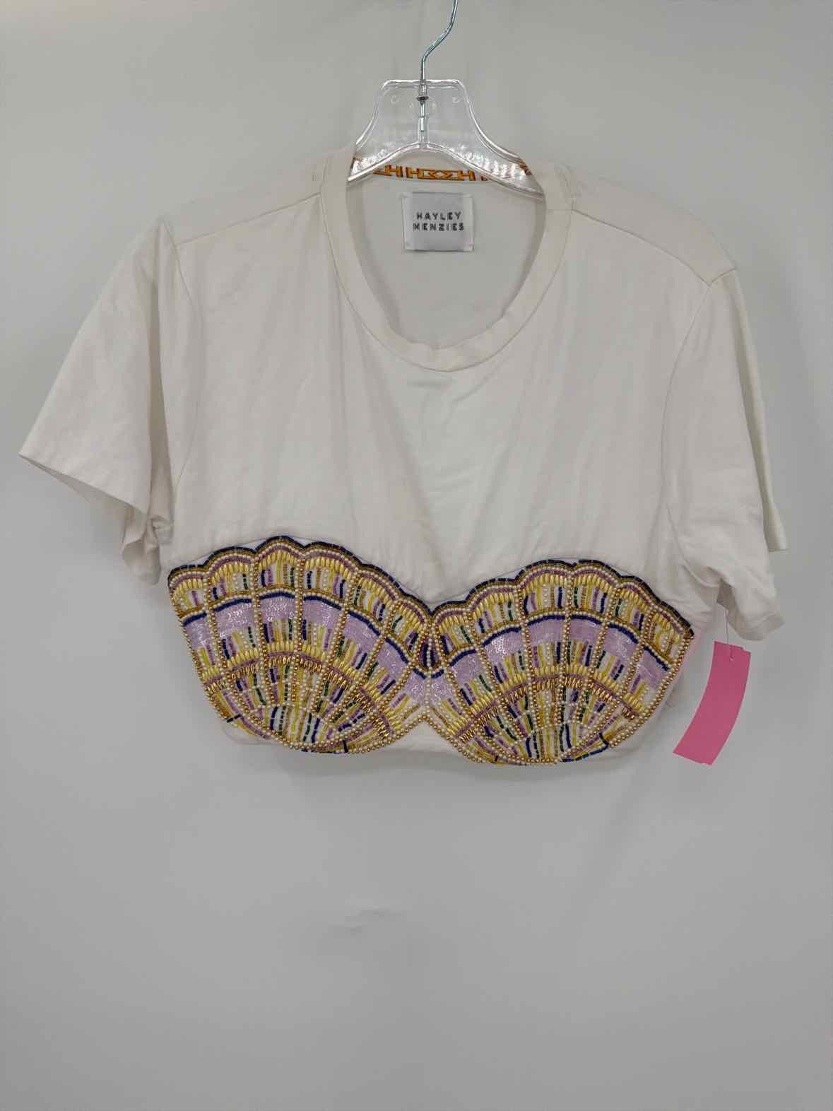 Pre-Owned Hayley Menzies White Size XL Cropped T-shirt | True Fashionistas.