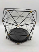 Glass Hurricane Candle Holder Black Trim | True Fashionistas.