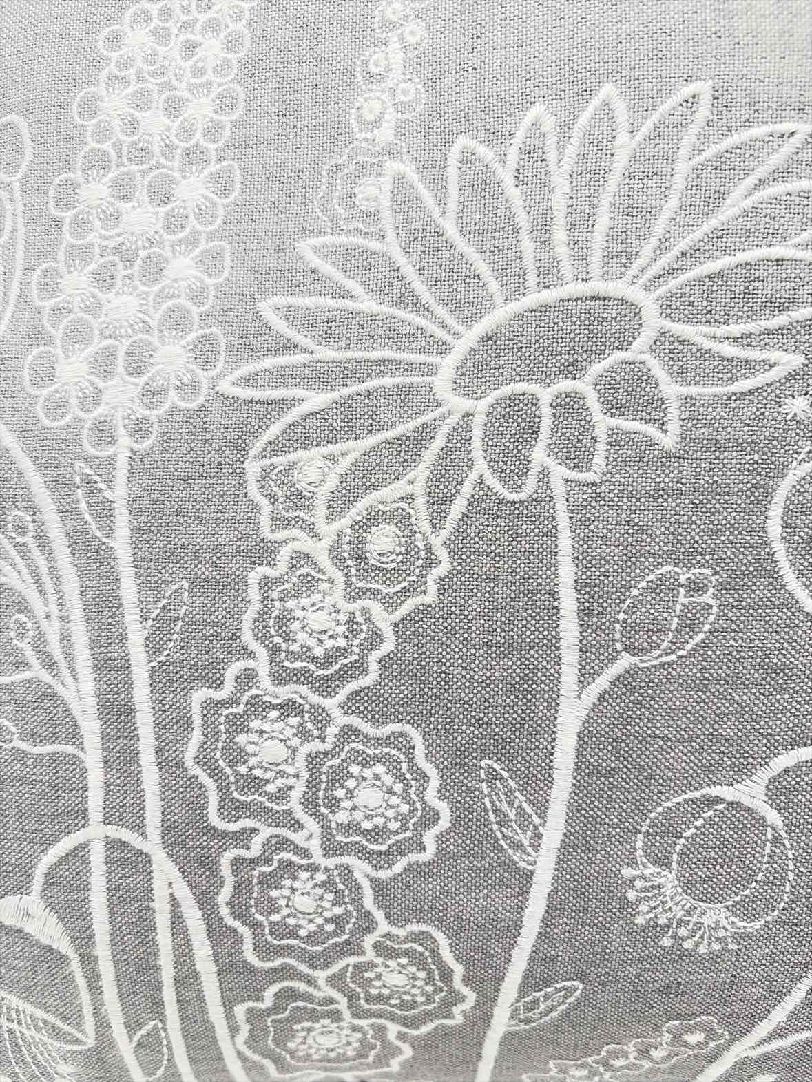 Gray Floral Embroidered Pillow | True Fashionistas.