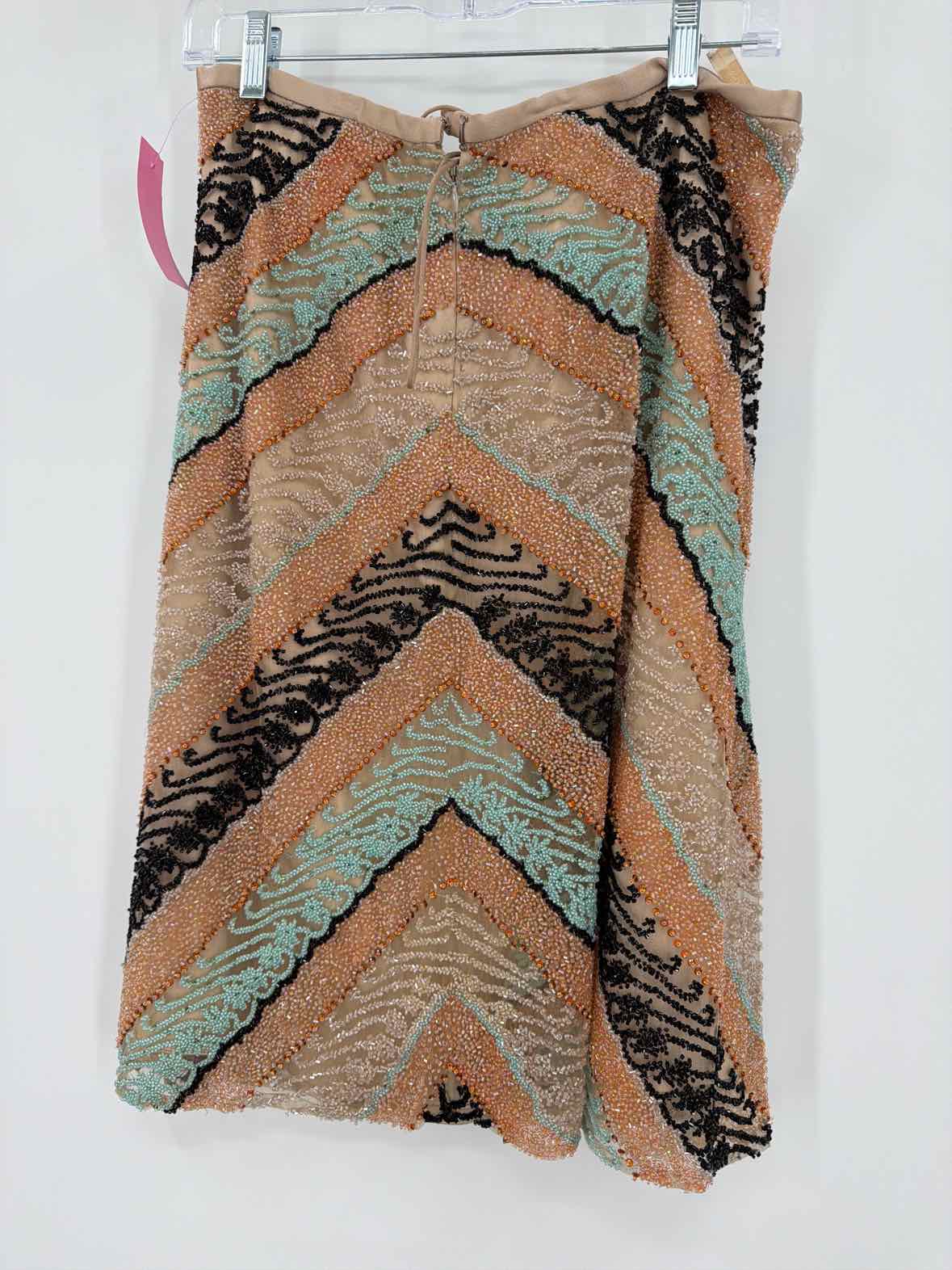 Pre-Owned Naeem Khah Tan Size 10 Beaded Pencil Skirt | True Fashionistas.