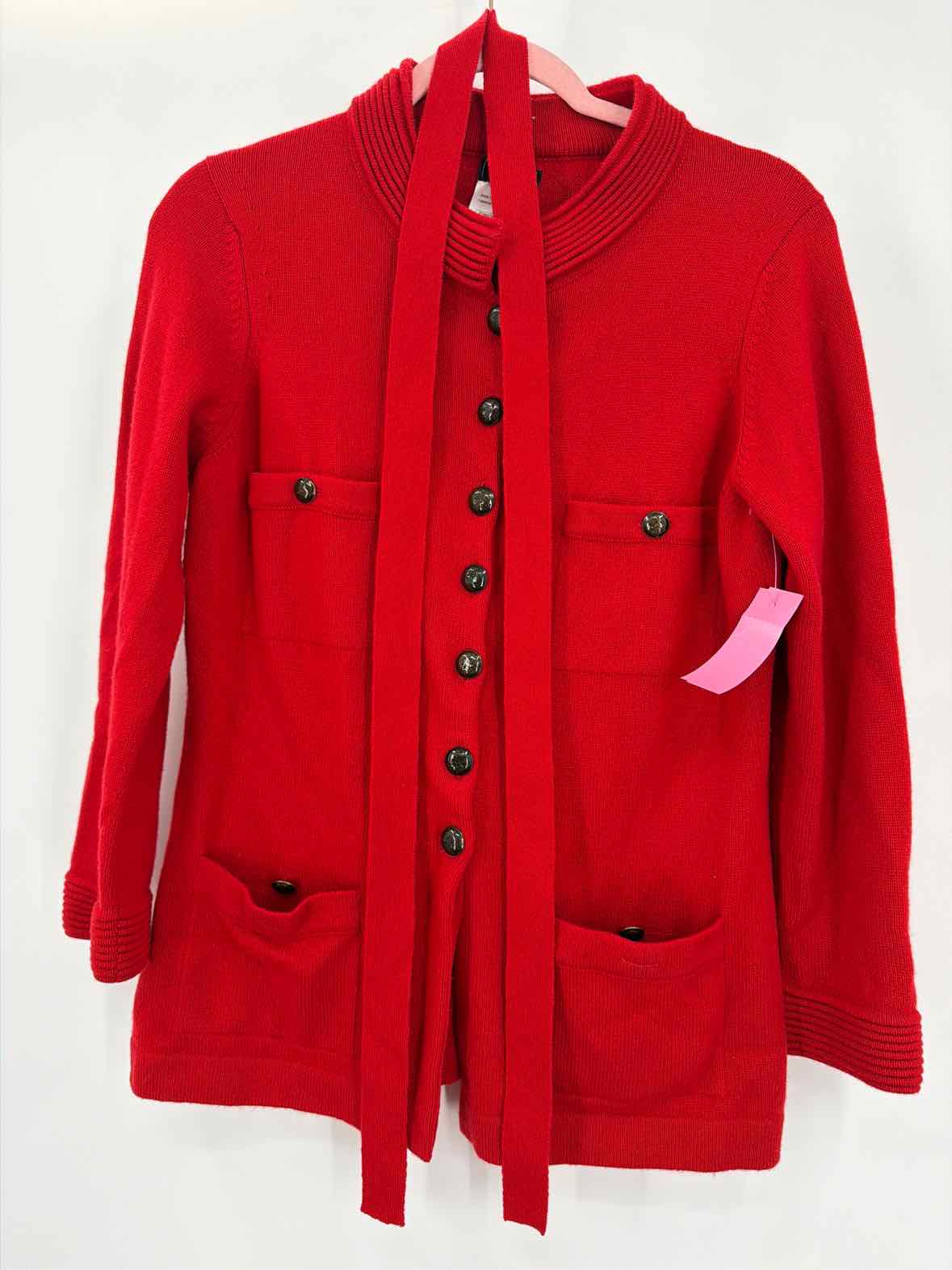 Pre-Owned Chanel Red Size 42/8 Cardigan Sweater | True Fashionistas.