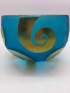 Blue & Gold Signed Handblown Glass Bowl | True Fashionistas.