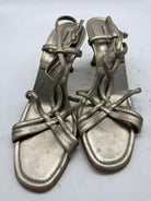 Pre-Owned Manolo Blahnik Gold Size 7.5 Strappy Heels | True Fashionistas.