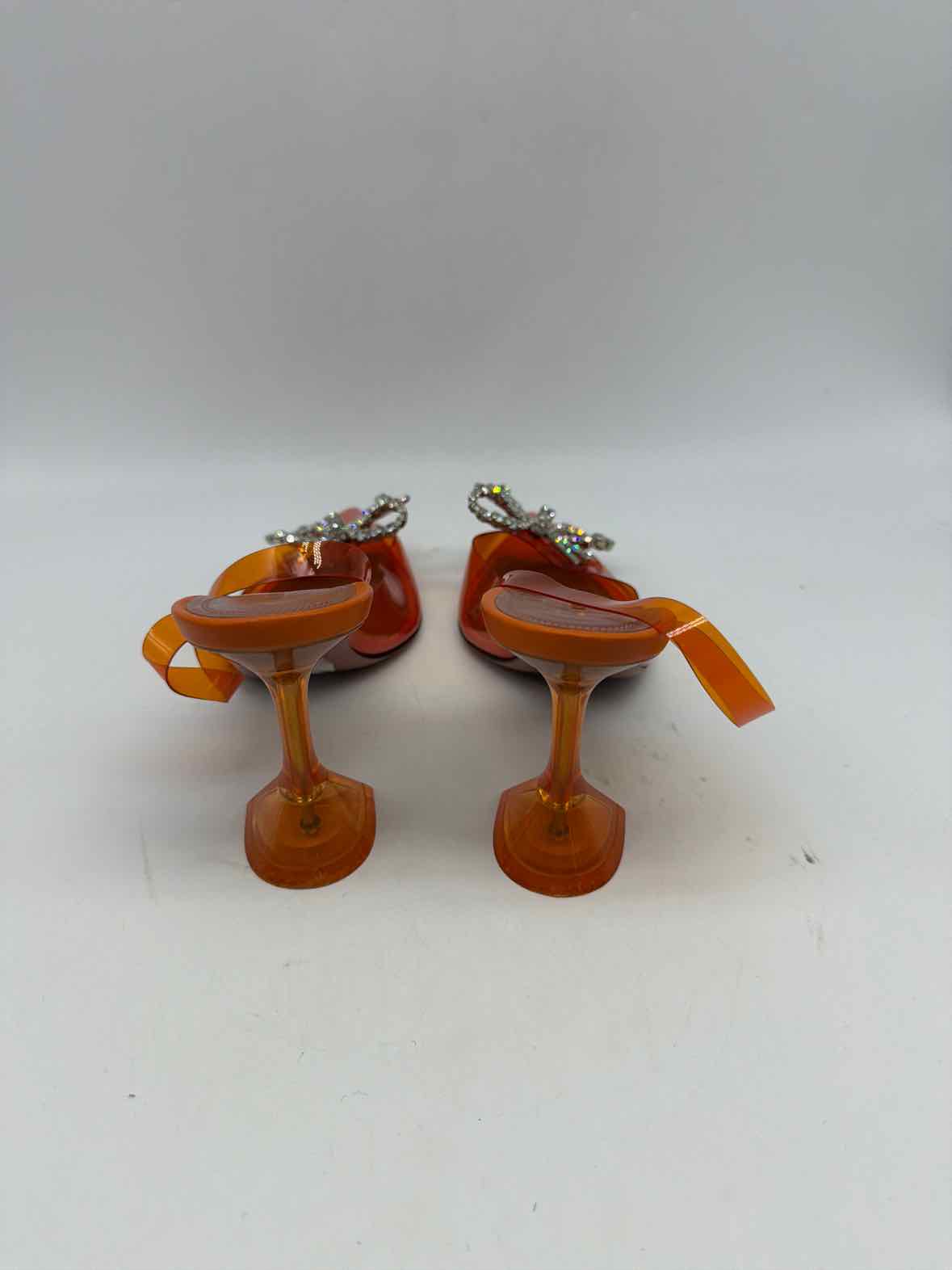 Pre-Owned Amina Muaddi Orange Size 37.5 Slingback Heels | True Fashionistas.