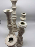 Set Of 5 Composite Whitewashed Candlesticks | True Fashionistas.